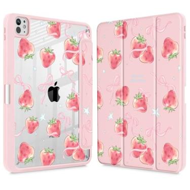 Imagem de May Chen Capa para iPad Pro 33.0 cm 2024 7ª geração M4 Chip, [Suporte de lápis embutido suporta Pencil 2/USB-C] Capa traseira transparente ultrafina com suporte de três dobras, suporta despertar