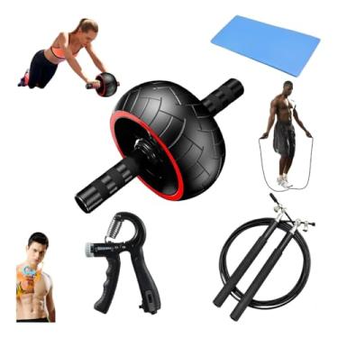 Imagem de Aparelho Rolo abdominal 3 metros Corda Speed E Hand Grip Ginástica Funcional Fisioterapia Completa Em casa Academia Ao Ar Livre