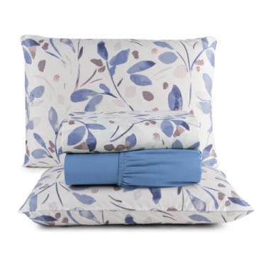 Imagem de Jogo de Cama Casal Box 4 Peças Micropercal 200 Fios com Lençol com Elástico e Fronhas – Toque Aveludado(Jade)