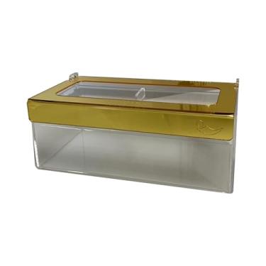 Imagem de Porta Máscaras Descartável em Acrílico com Tampa Interna (Dourado)