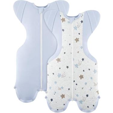 Imagem de Susurration Saco de dormir para bebês, faixa autocalmante para recém-nascidos, ajuste confortável, melhora o sono e o reflexo de susto calmo, pacote com 2, 3 a 6 meses, 5,9 a 8,6 kg
