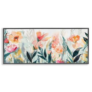 Imagem de Stupell Industries Design de arte giclée emoldurado em preto com estampa de flores por Elara Yasna, 25 x 61 cm