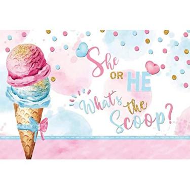 Imagem de Yeele 2,1 x 1,5 m para ela ou ele, qual é o pano de fundo para fotografia de sorvete rosa ou azul, fundo revelador de gênero para chá de bebê recém-nascido revelar festa, menino ou menina, adereços de