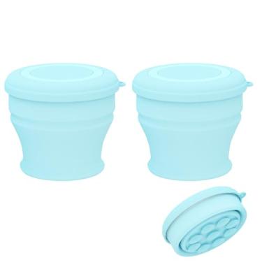 Imagem de Tizee 2025 Novos copos dobráveis para viagens | Caneca de água dobrável de silicone com tampa e ventosa | Portátil de 142 g, para acampamento, caminhada e atividades ao ar livre (azul)