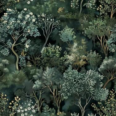 Imagem de Papel de parede floral vintage florestal, 45 x 300 cm, papel de parede de folha floral verde boho removível autoadesivo para sala de estar quarto