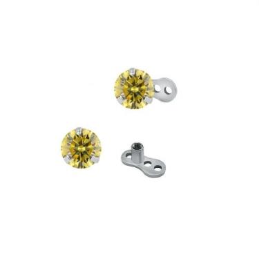 Imagem de Piercing microdermal ponto luz zirconia dourada - 3i, 4mm