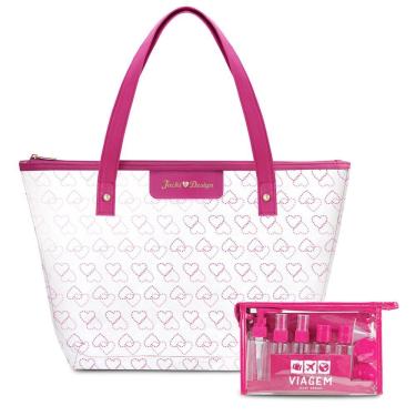 Imagem de Kit De Bolsa Transparente E Frascos De Viagem De 10 Peças, Pink