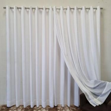 Imagem de Cortina Linho Com Forro Leve Luxo Para Sala 4,00x2,60 - Salvatex, Bran