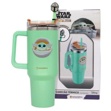 Imagem de Copo Térmico Tumbler Inox 1,15L Canudo BABY YODA STAR WARS - Zona Cria