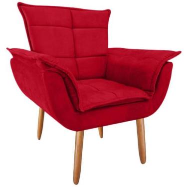Imagem de Poltrona Decorativa Opala Suede Vermelho Luxo para leitura - JBF