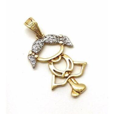 Imagem de Pingente Menina Cravejado Zirconias Banho Ouro 18k 592 - Très Chic Joi