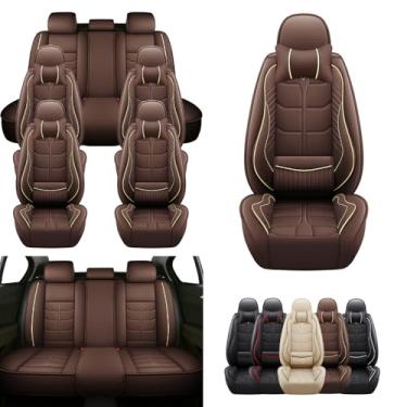 Imagem de Capa para assento de carro KIA Carnival 2022-2023, capa de assento dianteiro traseiro de 7 lugares, capas de assento de couro à prova d'água e resistente ao desgaste (conjunto completo com travesseiro