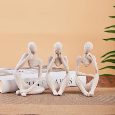 Imagem de YJHZBA Ornamento de decoração de estátua de pensador de mesa - ornamentos de esculturas de arte abstrata moderna de resina - objetos minimalistas de mesa de sala de estar - Estatueta colecionável