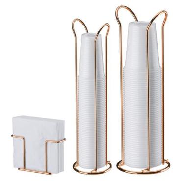 Imagem de Kit Organizador Porta Copo Descartável 50/80 e 200ml Suporte Guardanap