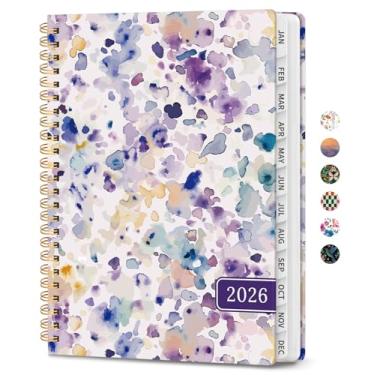 Imagem de Agenda 2026, agenda de planejamento semanal e mensal para mulheres, janeiro de 2026 a dezembro de 2026, livro de agenda de planejamento de capa dura com abas, encadernação em espiral, bolso interno