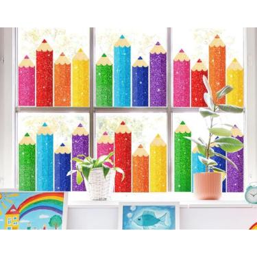 Imagem de Window Clings Whaline Colorful Lápis de volta às aulas x9