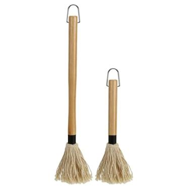 Imagem de Apvok Escovas de esfregão para churrasco de dois tamanhos para molhos, esfregões e escovas de madeira para churrasco, grelhar, regar, assar, cozinhar, fumar bife (45,7 cm e 28 cm)