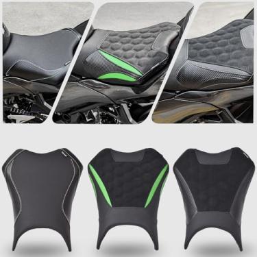 Imagem de Midimttop Touring Ninja500 almofada de assento de couro macio dianteiro motorista traseiro passageiro almofada de assento protetor de bumbum ajuste confortável para Ka&wa&sa&ki Ninja 500 Z500 2024