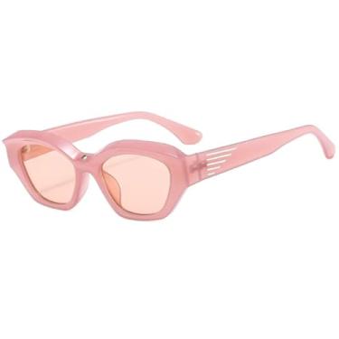 Imagem de VFDHN Óculos de sol retrô fashion feminino masculino clássico vintage uv400 óculos de sol para festa ao ar livre (rosa)