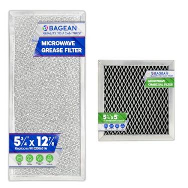 Imagem de Bagean Filtro de ventilação para micro-ondas de graxa W10208631A e carvão 8206230A Whirlpool pacote combo de substituição - malha de alumínio e filtros de carbono renovam o ar do forno do fogão da