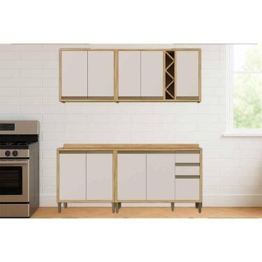 Imagem de Kit Cozinha Modulada 4 Peças Tempranillo (2Aéreos+2Balcões) C4P242 Amendoa/Off White -...