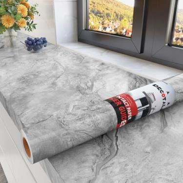 Imagem de Decotalk Papel de contato de mármore cinza para bancadas, descasque e cole à prova d'água 43 x 500 cm, papel de contato com bancada de cozinha, vinil, envoltório de vinil