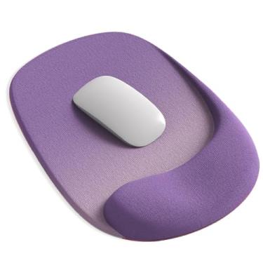 Imagem de Mouse pad ergonômico ErgoEase com suporte de pulso em gel - tecido de lycra premium, antiderrapante, ideal para laptop e desktop, escritório e jogos, acessórios de mesa (06ametista tonal)