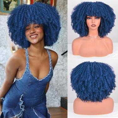 Imagem de Peruca Vitorish Afro Bomb Kinky Curly Azul Escuro 12 polegadas 280g si