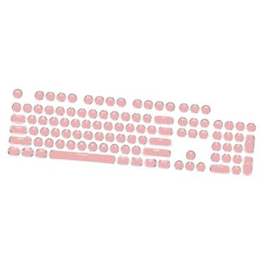 Imagem de KiBcsLic Conjunto de teclas de para jogos, teclas de máquina de escrever, 104 para teclados mecânicos 61/87/104, de teclado redondas galvanizadas, Rosa