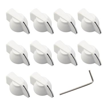 Imagem de ROZILO Botão de cabeça de galinha de guitarra de topo plano branco, 10 peças, botão de ponteiro de efeito amplificador com parafuso de fixação