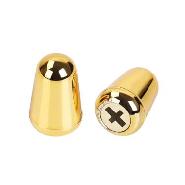 Imagem de Banworks Tampa de interruptor de guitarra de 3 vias, ponta de interruptor de guitarra de 5 vias para guitarras elétricas Fender/Squier Strat ST Tele, pacote com 2 JT/DWQM-05 dourado