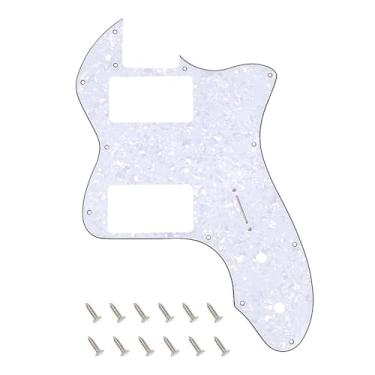Imagem de Banworks 4 Ply Tele HH Pickguard 12 Furos Ampla Faixa Captador Slot Capa Telecaster Pickguard Scratch Plate para USA/Mexican Fender Vintage 72 Tele Thinline Style Guitarra Elétrica JT-HB-07 Branco