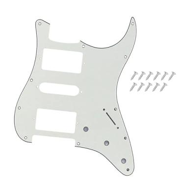 Imagem de DIAO79NI Pro 11 furos HSH Strat Pickguard Humbucker Single Humbucker Scrath Plate para guitarra elétrica Fender American/Mexican Standard Stratocaster estilo moderno, retrô branco, 3ply.