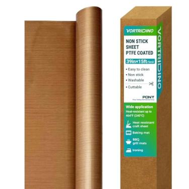 Imagem de VORTRIDINO Rolo de folha PTFE 99.1 cm x 4.6 m Folha de PTFE resistente ao calor para transferência de imprensa térmica, antiaderente protege ferro revestido de PTFE folha de cobertura de prensa