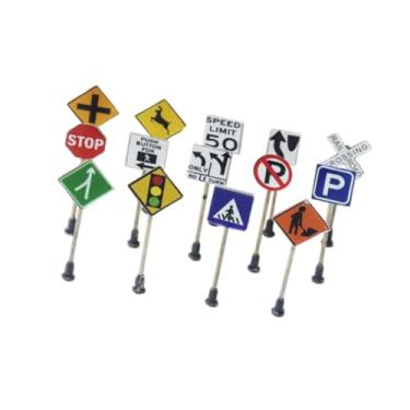 Imagem de Dynwave 14 peças mini placas de trânsito brinquedos educativos coleção de brinquedos em miniatura para brincadeiras educativas micro paisagem