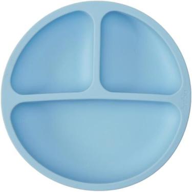 Imagem de Pratinho Silicone Com Ventosa Verde Buba Alimentação Bebê, Azul