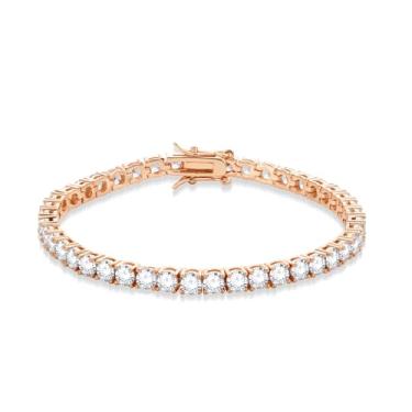 Imagem de Pulseira de tênis feminina – banhada a prata com pedras CZ 5A+ – Joia elegante para casamento, festa, aniversário, 7 inches, Prata Latão Zircônia cúbica, Zircônia cúbica