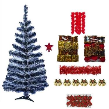 Imagem de Árvore De Natal Nevada 60cm 40 Galhos Decorada 52 Itens Enfeites - Rio