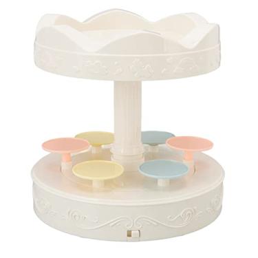 Imagem de Suporte de bolo, suporte de exibição de bolo, suporte giratório automático de camada dupla para bolos com 1,8 m para cerimônias de abertura, comemoração de prêmios