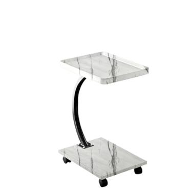 Imagem de ZAANHA Suporte de armazenamento móvel para carrinho pequeno, armário lateral em forma de U, multifuncional, pequeno, simples e criativo, suporte de canto para sala de estar e quarto(White,B)