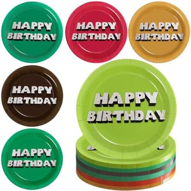 Imagem de AFZMON Pratos de papel para festa de aniversário de 48 pixels, pratos de sobremesa de 17 cm para tema de videogame, artigos de festa, decorações de mesa