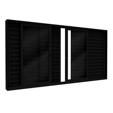 Imagem de Janela Veneziana de Alumínio 6 Folhas com Fecho Embutido 120x150cm Lucasa Eccellente Preto