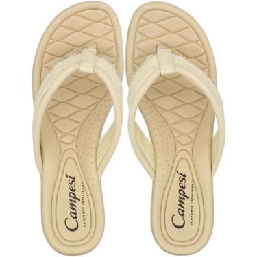 Imagem de Tamanco Salto Baixo Campesí Tiras Strass Feminino, Nude, 36