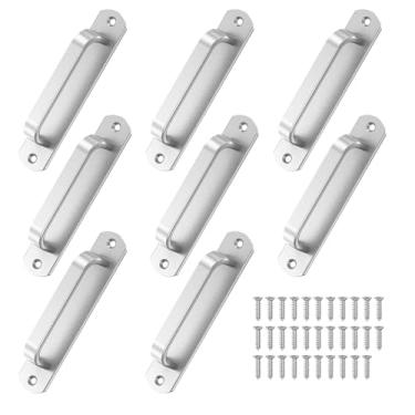 Imagem de Mixizigoz Maçaneta deslizante de porta de celeiro de 14 cm - Puxadores de armário de liga de alumínio para armário, gaveta, garagem, porta de cerca e beliche - corrimão seguro, aderência confortável e