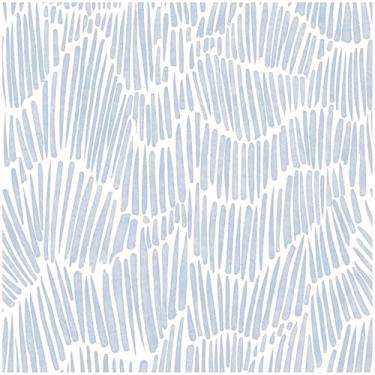 Imagem de Theper Papel de parede listrado moderno azul papel de parede boho 43 cm × 1987 cm papel de parede autoadesivo removível simples para quarto à prova d'água branco e azul papel de contato vinil