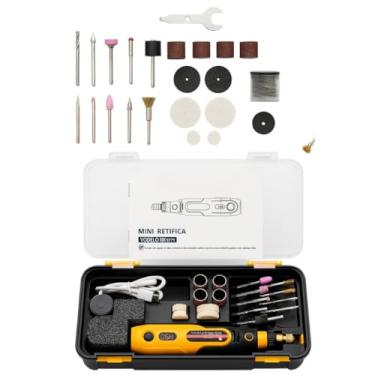 Imagem de Mini Micro Retífica Digital 15.000 RPM Recarregável Estojo Organizador e Acessórios