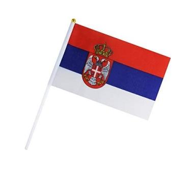 Imagem de Pacote com 50 bandeiras pequenas de bandeira sérvia para sérvios, bandeira, bandeira, bandeira, bandeira, bandeiras, bandeiras de países nacionais, artigos de decoração de festa para festas, copos mundiais, eventos esportivos, festival internacional