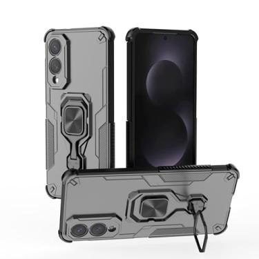Imagem de SORAKA Capa para Samsung Galaxy S25 Edge com suporte metálico giratório de 360 graus peça de ferro magnética para suporte magnético para telefone de carro