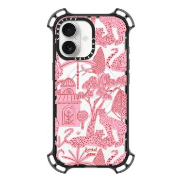 Imagem de CASETiFY Capa Bounce para iPhone 17 [à prova de choque/compatível com Magsafe/6,5 m. Proteção contra quedas de grau militar 7X] - Cheetah Paradise Pink - Preto transparente