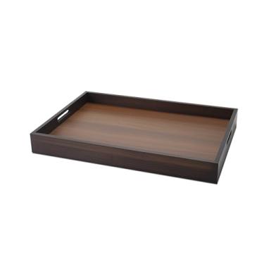 Imagem de YACEYACE Bandeja de madeira para servir, 33 x 22 x 3,8 cm, bandeja pequena para festas, jantar, decoração de casa, cama, banheiro, sala de estar, bebida, mesa de café